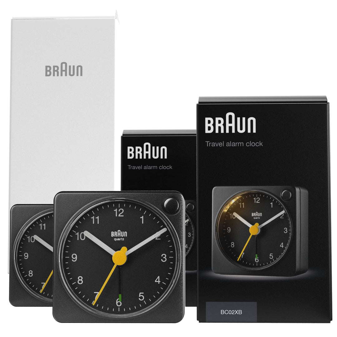 Braun Klassischer analoger Reisewecker mit Schlummerfunktion und Licht, kompakte Grösse, ruhiges Qua