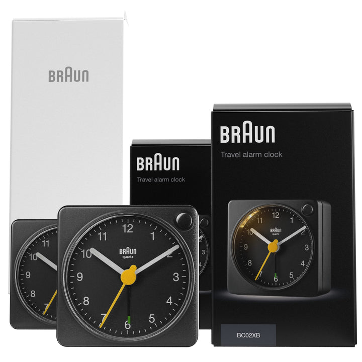 Braun Klassischer analoger Reisewecker mit Schlummerfunktion und Licht, kompakte Grösse, ruhiges Qua