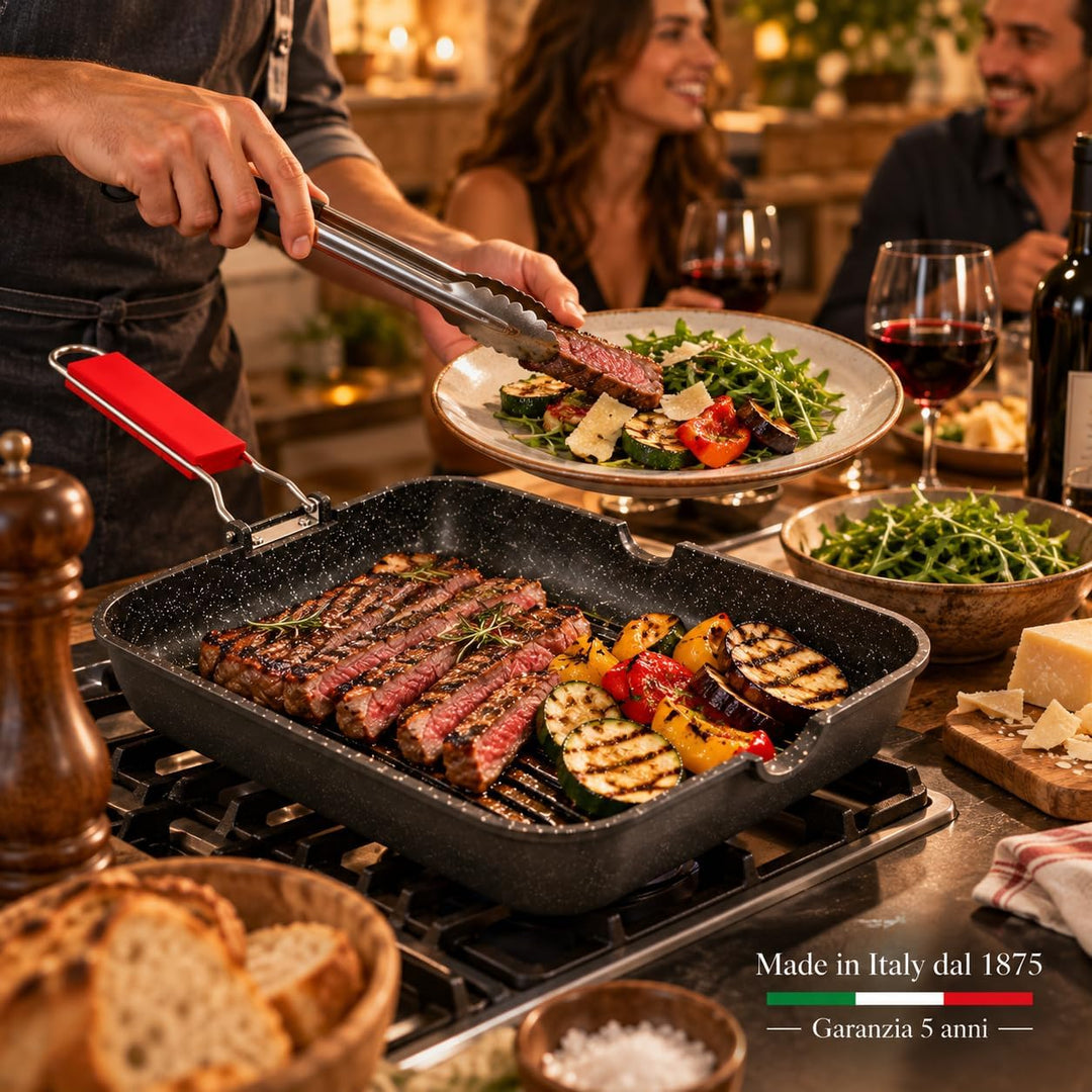 Moneta Grillpfanne 24 x 34 cm Pro Grill mit Klappgriff auch für Induktion
