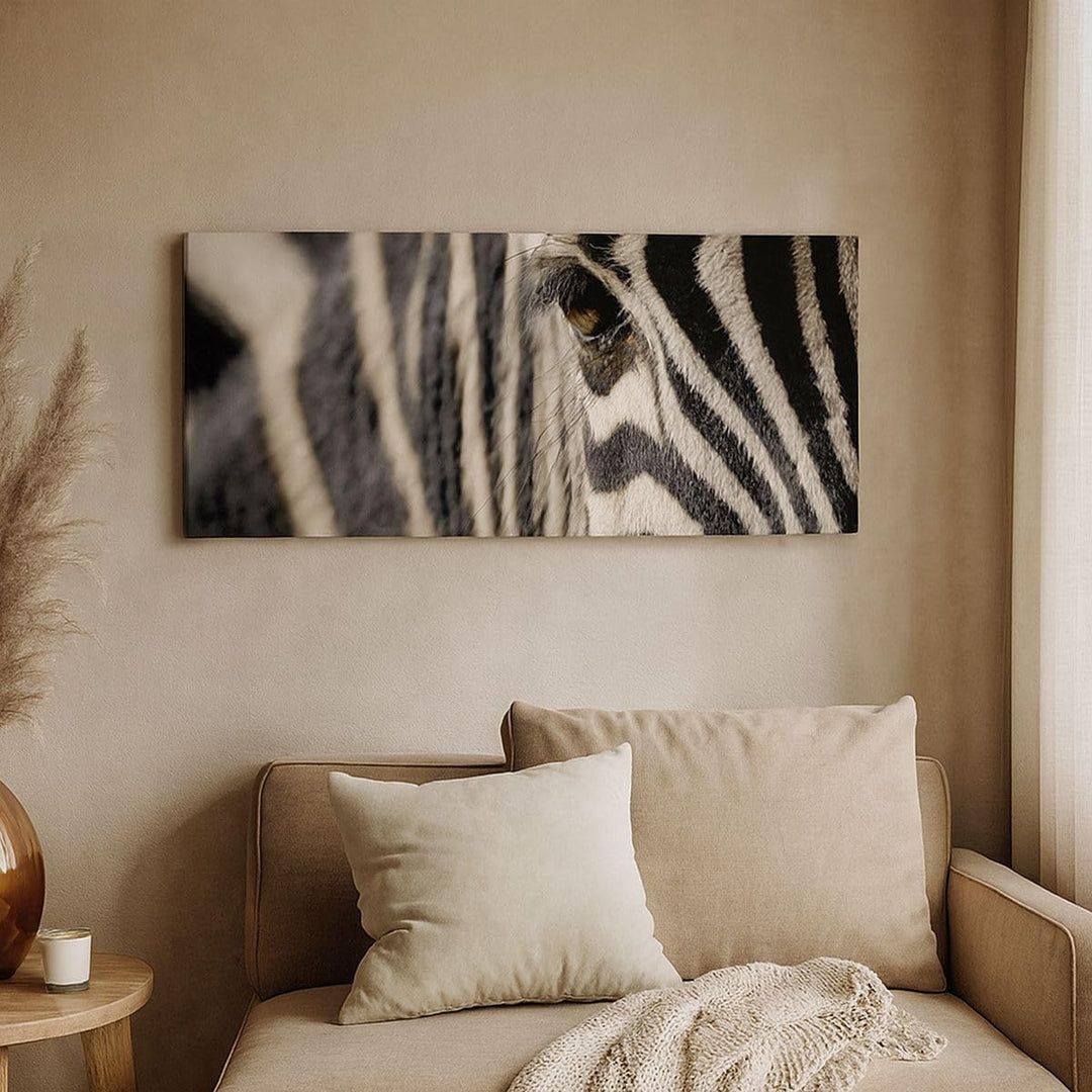 Panorama Bilder auf Leinwand 100x40cm Leinwandbild Zebra Streifen Tierwelt Safari Gross Wanddeko Bil