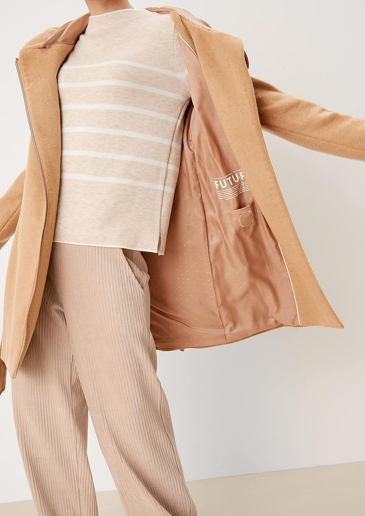 s.Oliver Kapuzenmantel aus flauschigem Wollmix 34 Beige, 34 Beige