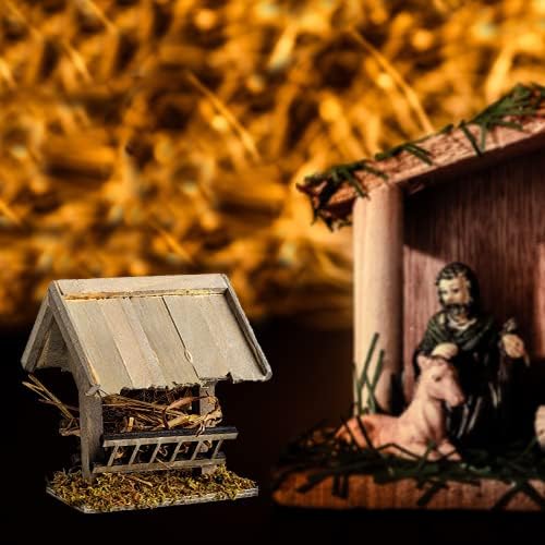 MaMeMi FUTTERKRIPPE aus Holz mit Dach [Handgefertigt, ca. 10 x 10 cm] – Moosbegrünte Dekoration für