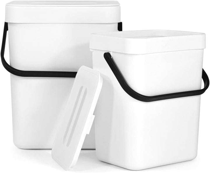 Spesh Biomülleimer Küche 2er-Set(5L+3L) Kunststoff Komposteimer Geruchsdicht Aufhängbar Abfalleimer