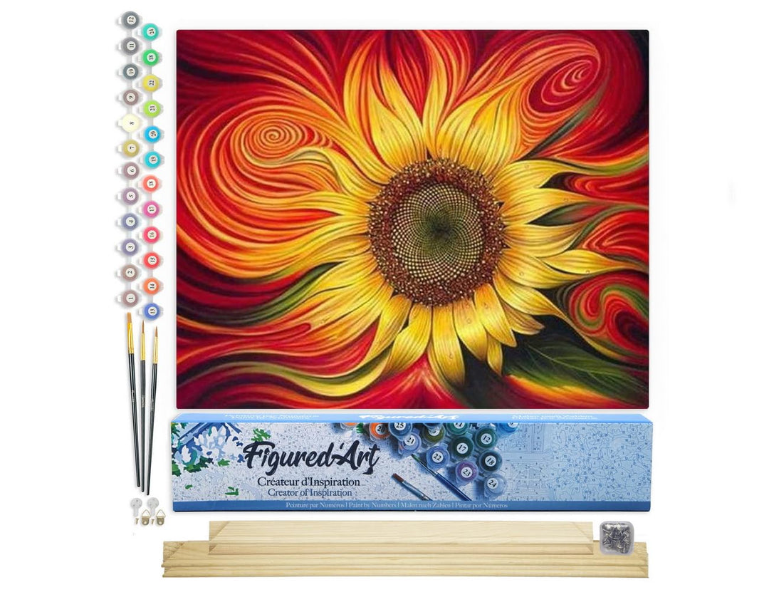 Figured'Art Malen Nach Zahlen Erwachsene Mit Rahmen Künstlerische Sonnenblume - Paint by Numbers Bas