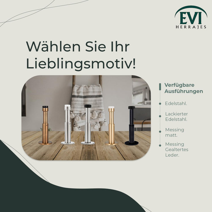 EVI HERRAJES Verstellbarer Türstopper aus Messing, Dual-Installation (Messing Matt), Messing Matt