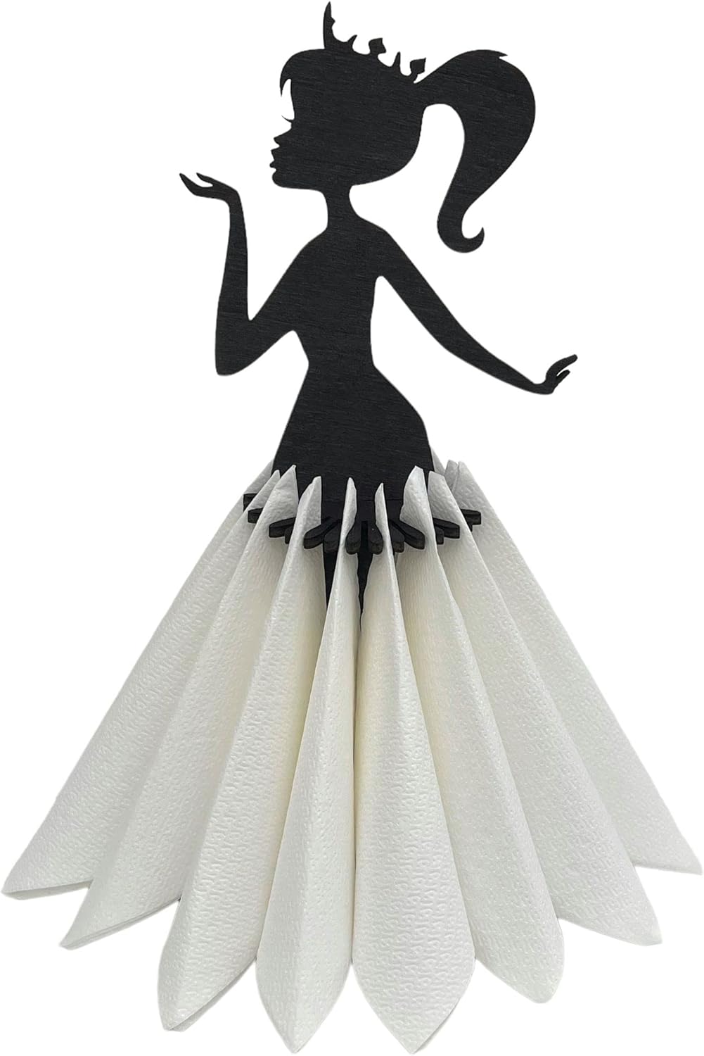 DanDiBo Serviettenhalter Schwarz Vintage aus Holz 28 cm Serviettenständer Mädchen Prinzessin 96397 F