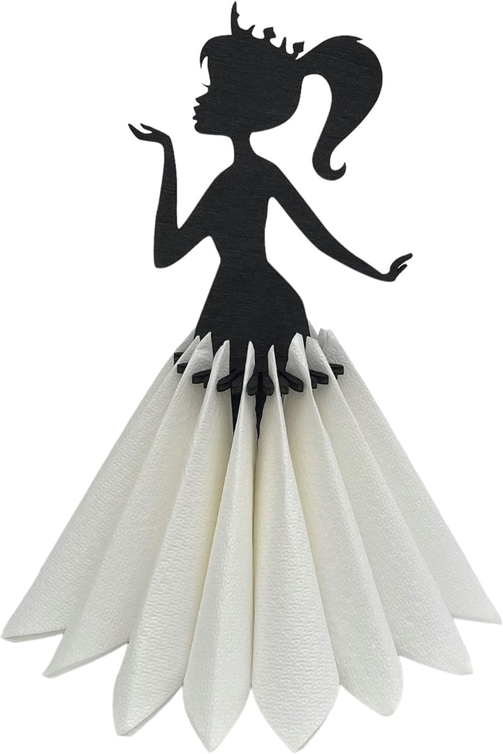 DanDiBo Serviettenhalter Schwarz Vintage aus Holz 28 cm Serviettenständer Mädchen Prinzessin 96397 F