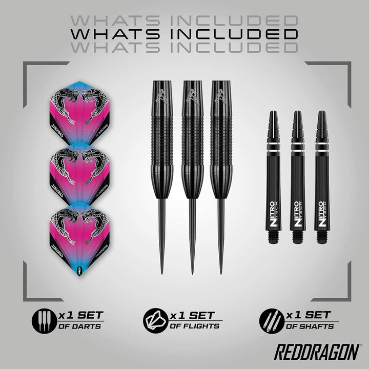 RED DRAGON Peter Wright Snakebite 3: 22g oder 26g Tungsten Darts mit Flights und Schäfte 22.0 Gramm,