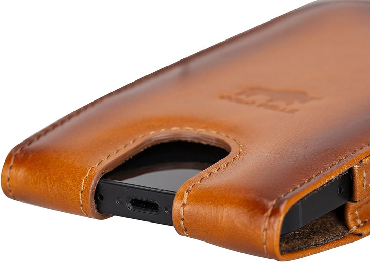 Solo Pelle Lederhülle für das iPhone 12 Mini + 13 Mini bis 5,4 Zoll Case Leder Hülle Ledertasche aus