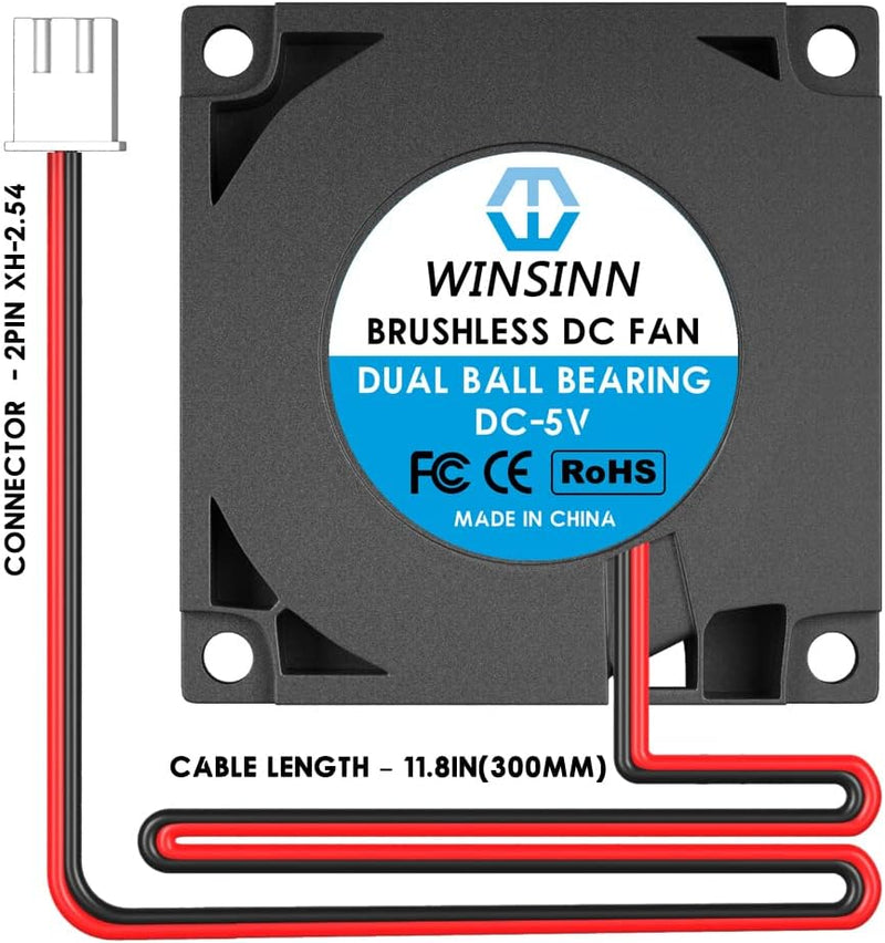 WINSINN 40 mm Gebläse Lüfter 5 V, 3D-Drucker Micro 5 Volt Lüfter 4010 Doppelkugellager, bürstenlose