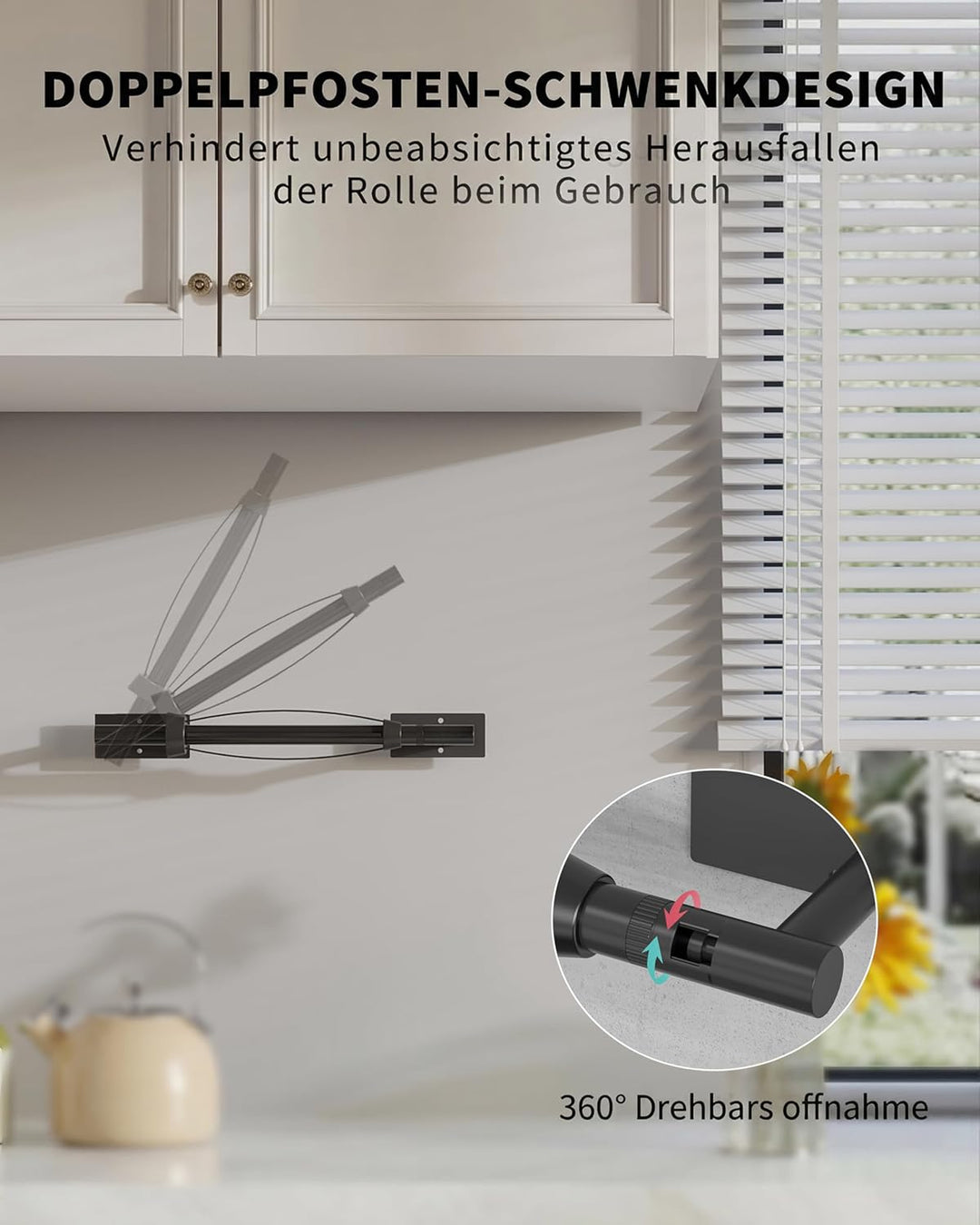 Küchenrollenhalter ohne Bohren mit Dämpfung, Doppelpfosten Küchenpapierhalter Wandmontage für Einhan