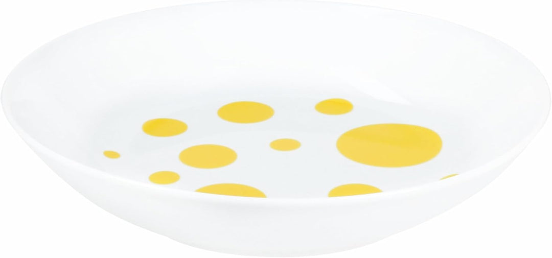 MamboCat Pula gelb 6er Set Suppenteller I 450ml I weisses Porzellan-Geschirr mit Punkten für 6 Perso