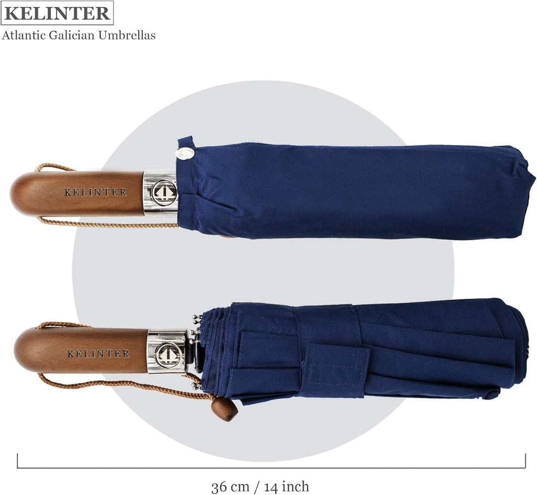 Automatischer Klappschirm - 10 Verstärkte Streben, Teflon 300T, Windsicher, Holzgriff Ergonomisch, K