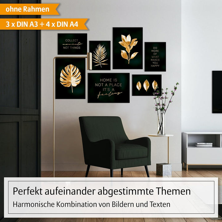 Hyggelig Home Premium Poster Set - 7 passende Bilder im stilvollen Set - Collage Bild Wand Deko - Se