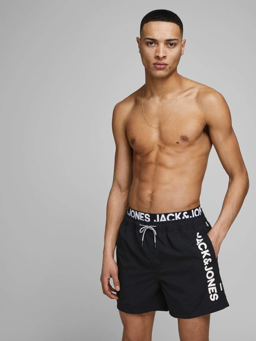 JACK &amp; JONES Herren Badehose Badeshort SPLICELOGO S M L XL XXL Schwarz Rot Orang L Black Beauty, L B