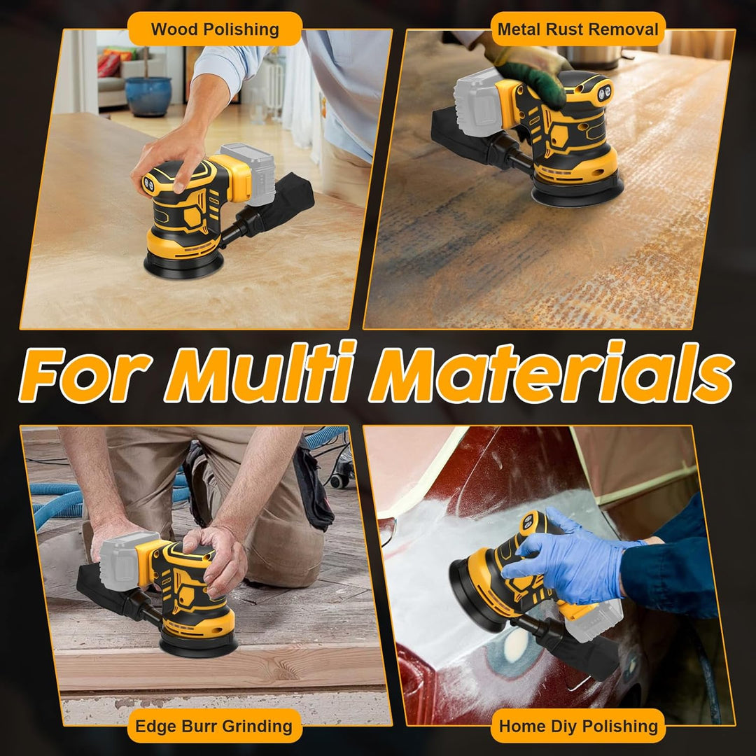 Akku-Exzenterschleifer, 125 mm Professional Exzenterschleifer für Dewalt 18V,20v Akku, Bürstenloser