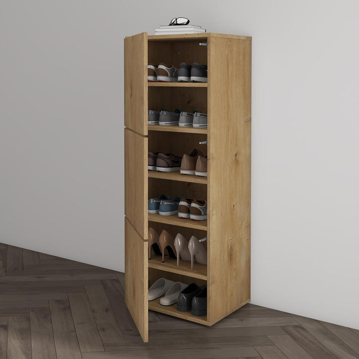 Mai & Mai Schuhschrank Schuhkommode mit 3 Schränken BTH: 45x36x120 cm Schuhregal Möbel in Kerneiche