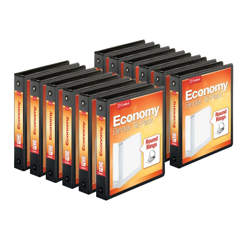 Cardinal Economy 3-Ring Binders, 1.5", Round Rings, Holds 350 Sheets, ClearVue Presentation View, No