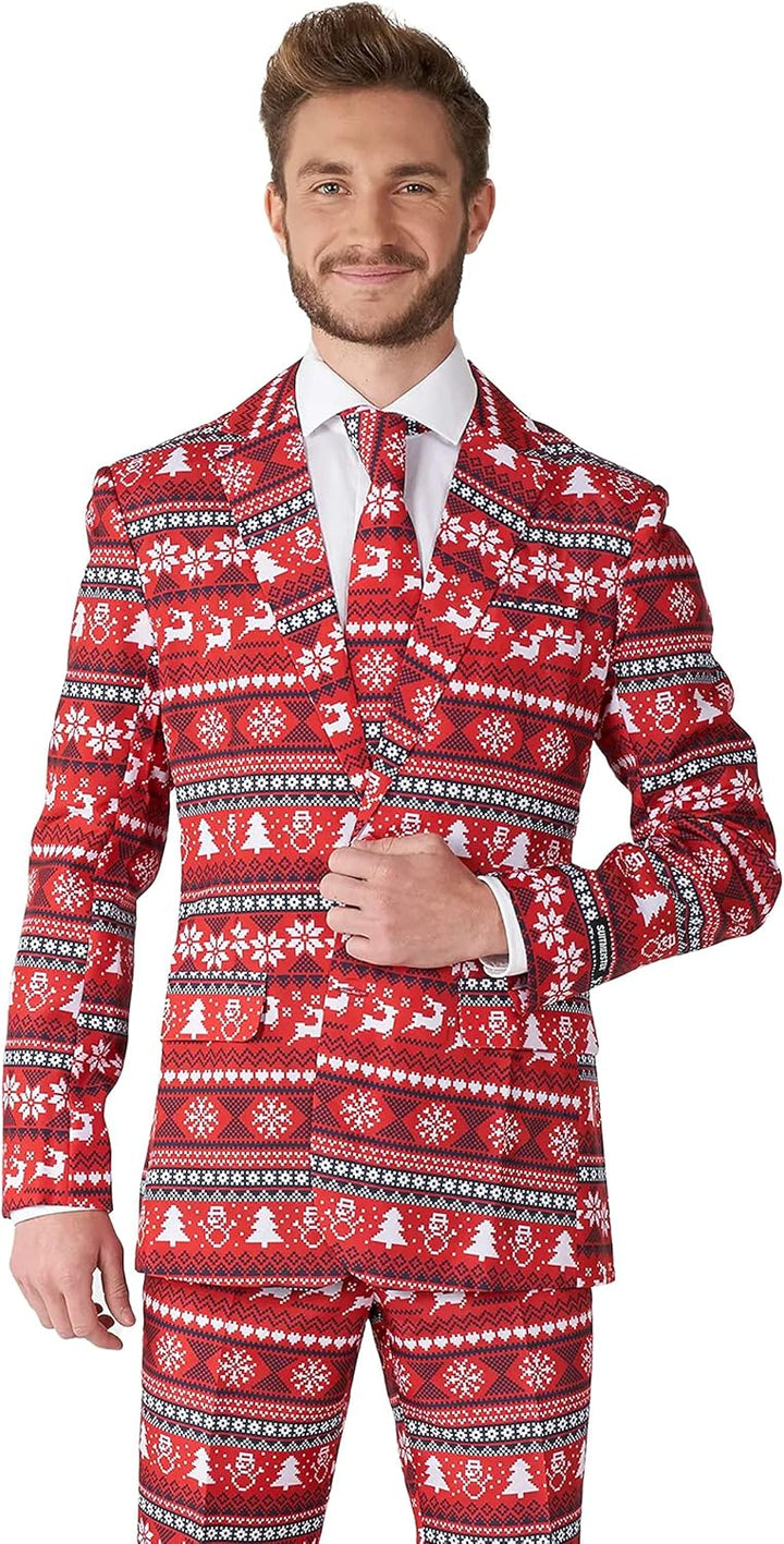 Suitmeister Herren-Weihnachtsanzug - Festlicher Hässlicher Weihnachten-Feiertags-Druck - Inklusive B