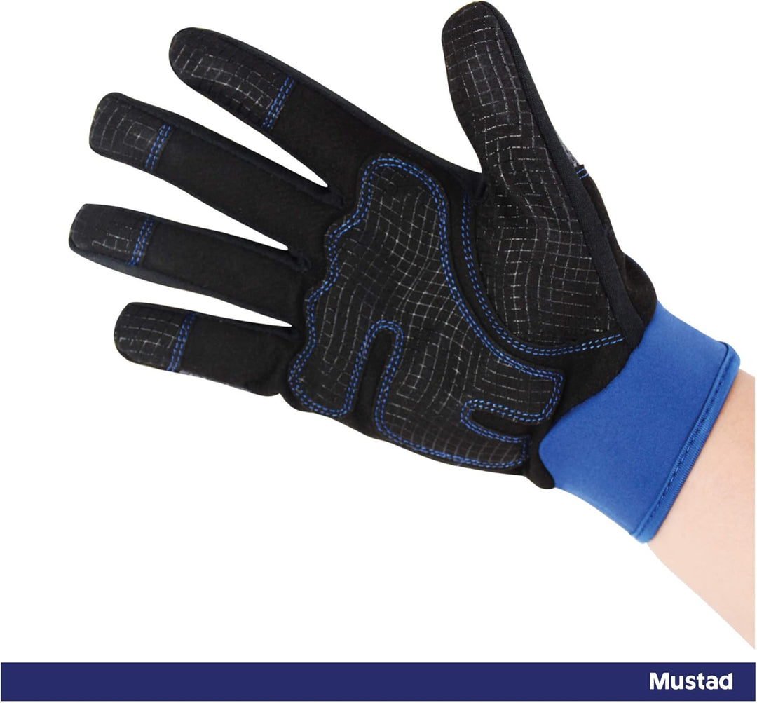 Mustad Wurfhandschuhe | Blau/Schwarz/Grau, S