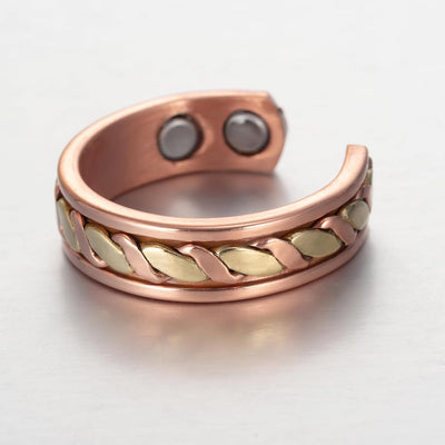 Magnetisches massives Kupfer-Schmuck-Set, Armbänder und Ringe, 8 und 4 Magnete, inklusive Geschenkbe