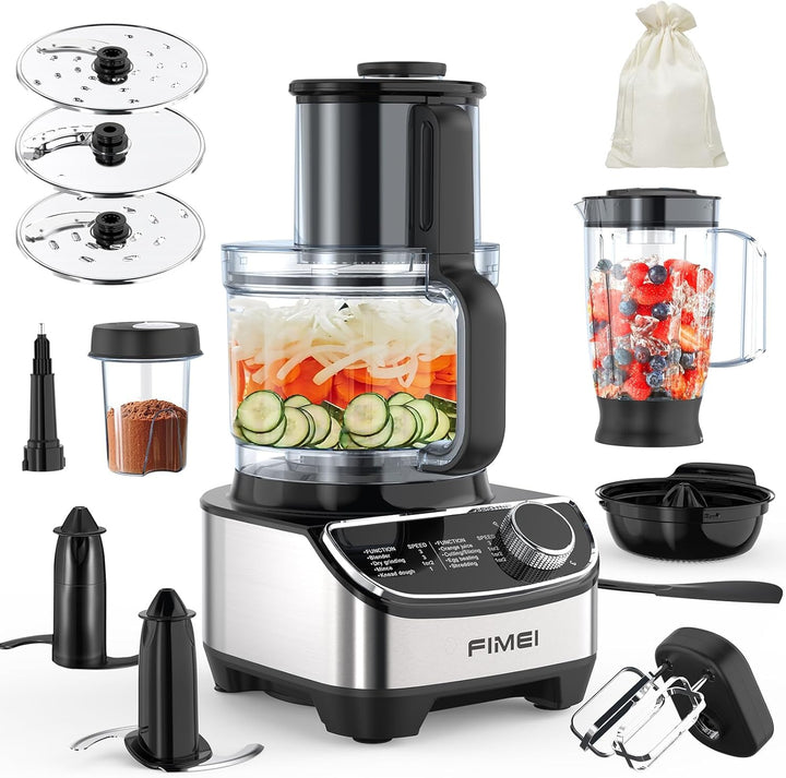 FIMEI Küchenmaschine 1300W, 3 Geschwindigkeiten und Impulsfunktion, 3,5L Zerkleinerer, 1,5L Mixer, M