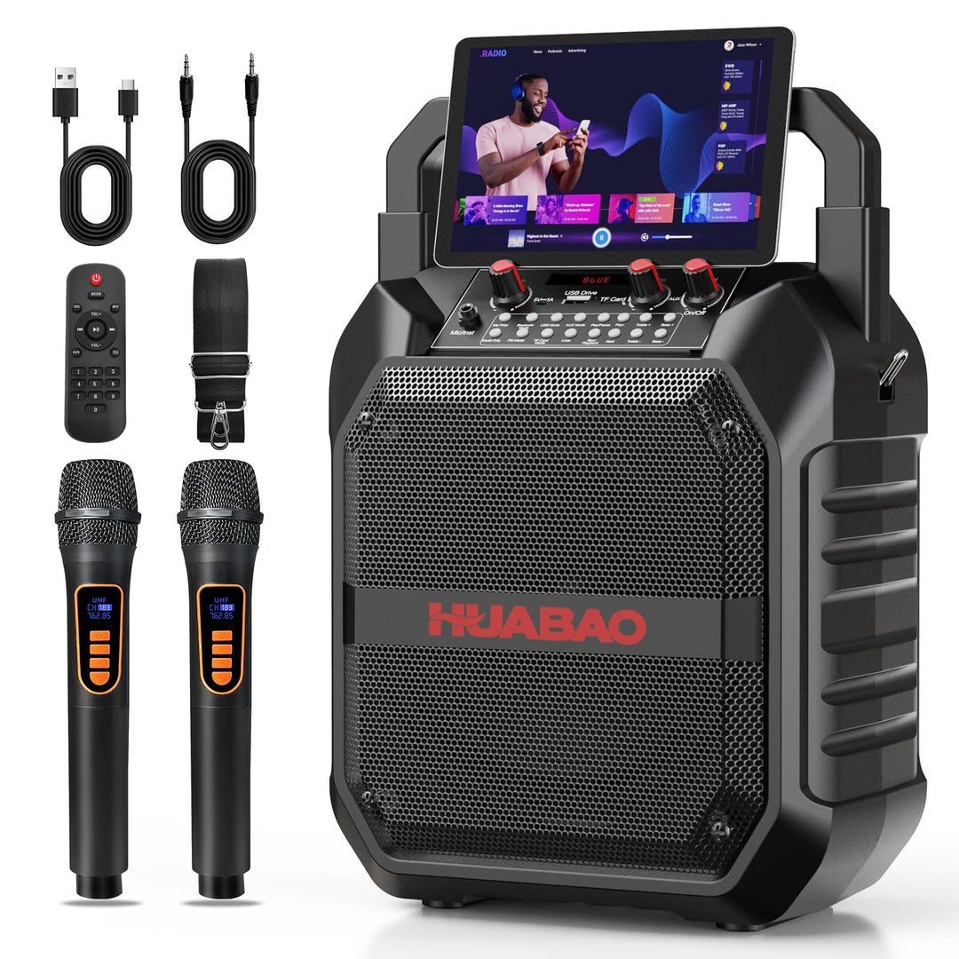 Karaoke-Maschine, tragbarer Bluetooth-Lautsprecher mit drahtlosem Mikrofon für Erwachsene & Kinder,