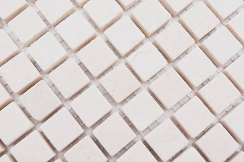 Mosaik Quadrat uni Botticino Anticato Marmor Naturstein Küche, Mosaikstein Format: 15x15x8 mm, Bogen