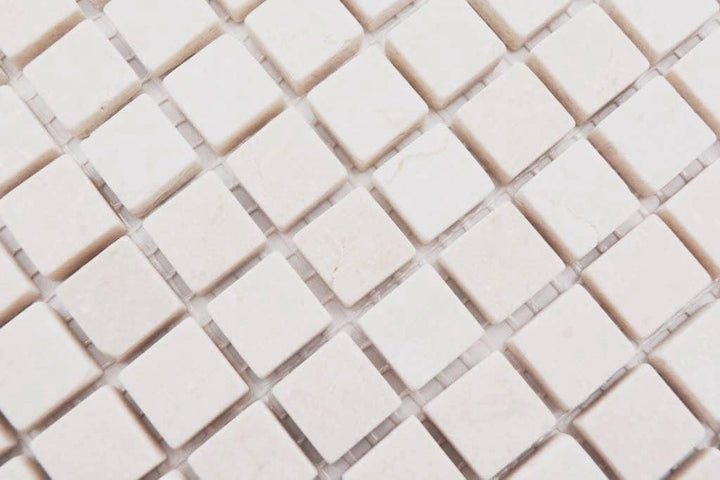 Mosaik Quadrat uni Botticino Anticato Marmor Naturstein Küche, Mosaikstein Format: 15x15x8 mm, Bogen