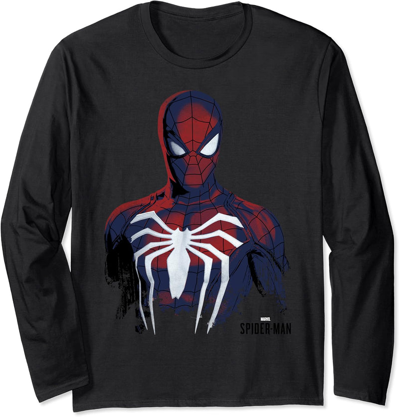 Marvel Spider-Man Game Grunge Portrait Langarmshirt