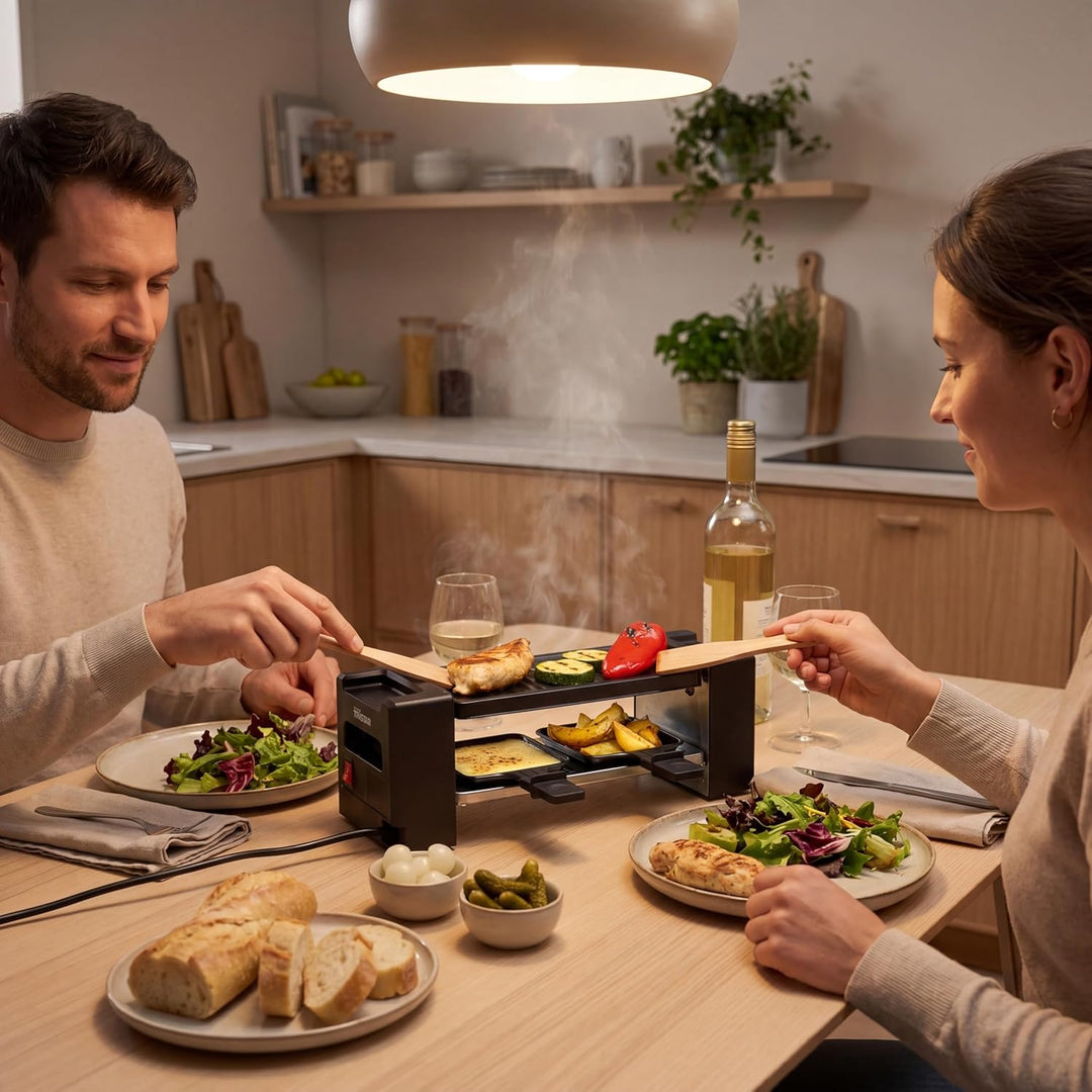 Tristar Raclette-Mini-Grill, 400 W, Für 2 Personen, Kompaktes Design Mit Antihaftoberfläche, Gleichm