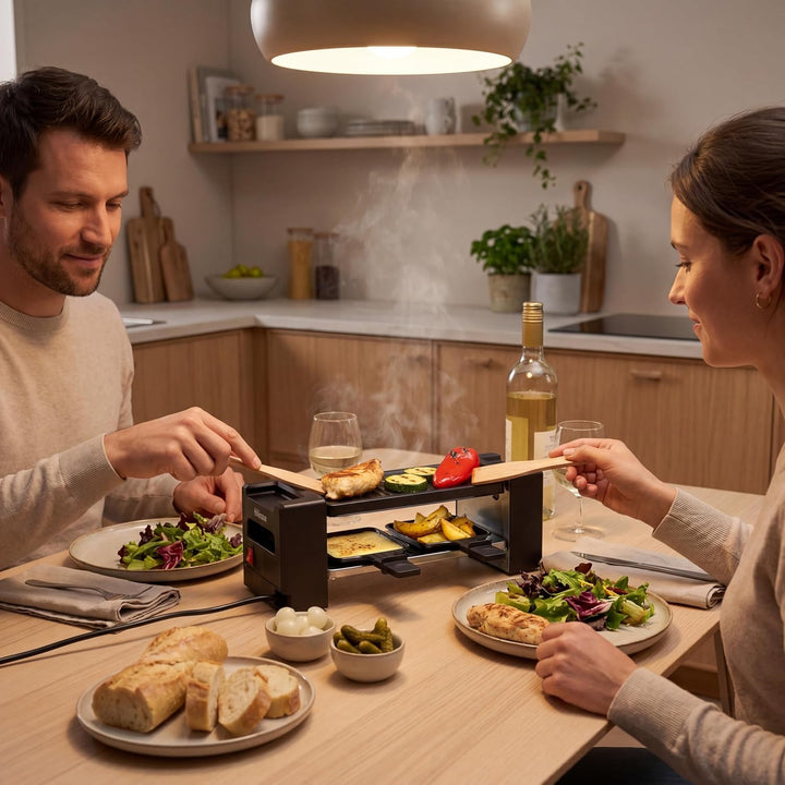Tristar Raclette-Mini-Grill, 400 W, Für 2 Personen, Kompaktes Design Mit Antihaftoberfläche, Gleichm