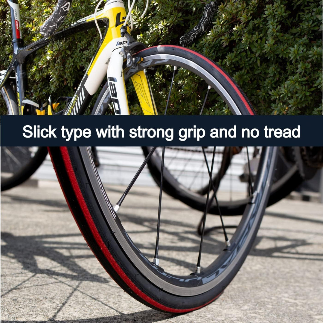 GORIX Road Bike Slick Tire 700×23C or 700×25C Cycling Bicycle (Passion) 700×23c Black×Red(1 Tire), 7