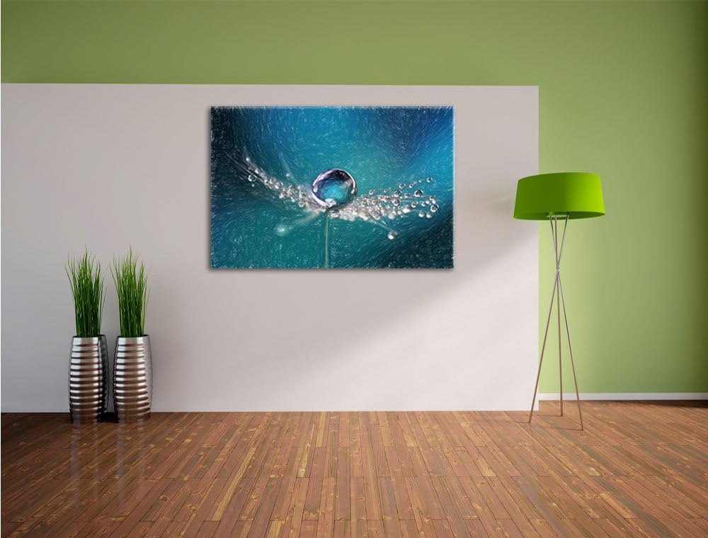 Pixxprint Wassertropfen auf Einer Pusteblume als Leinwandbild/Grösse: 100x70 cm/Wandbild/Kunstdruck/