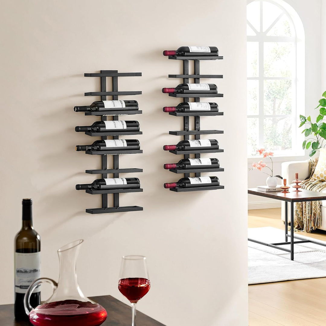 Hoctieon Weinregal Wand, Flaschenregal mit 8 Ebenen 2 Set, Metall Weinregal Hängend Weinflaschenrega