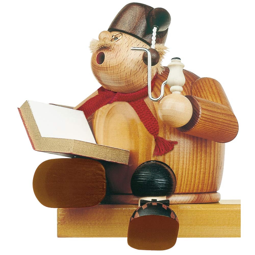 KWO Olbernhau 21564 Räuchermännchen Kantenhocker Geschichtenerzähler, 15 cm