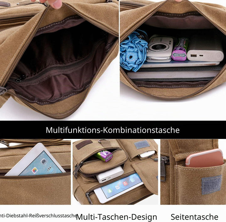 FANDARE Umhängetasche Schultertasche 7.9 inch iPad Tasche Unisex Vintage Canvas Messenger Tasche für