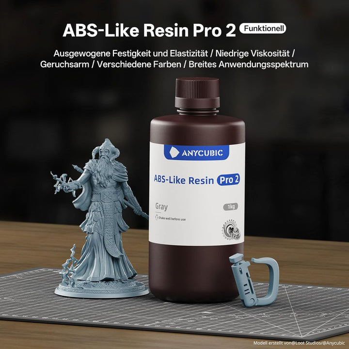 ANYCUBIC ABS-Like Resin Pro 2, 3D Drucker Resin mit erhöhter Festigkeit und Zähigkeit, Hoher Präzisi