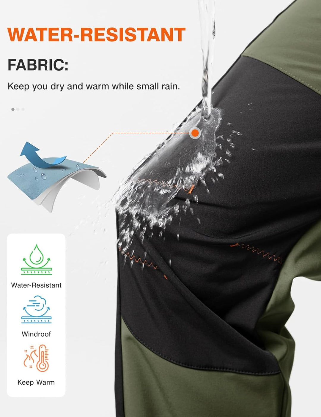 donhobo Herren Wanderhose Gefüttert Winterhose Wasserdicht Winddicht Warm Verdickte Softshellhose Ou