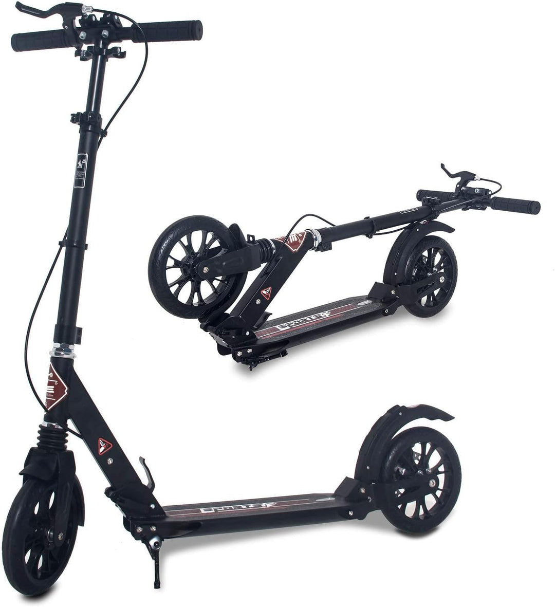 ISE Big Wheel Scooter Tretroller 200mm Roller Cityroller Klappbarer Scooter mit 2 Räder,Handbremse f