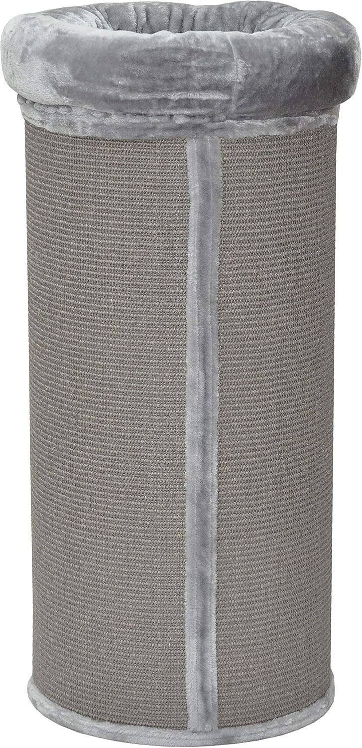 nanook Katzen Kratztonne Kratzbaum grau - 100 x 40 cm - standfest - mit Katzenbett, Plüschrand und K