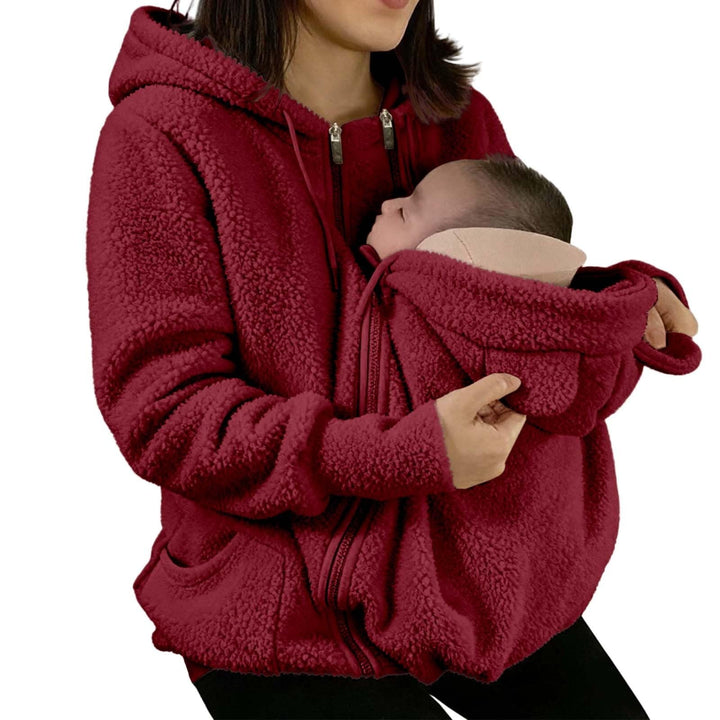 Umstandsjacke mit Babyeinsatz Warm Teddy Fleecejacke Umstands Baumwolljacke Winter Umstandsmode 2 in