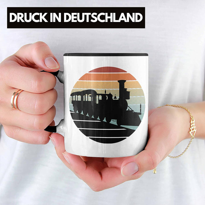 Trendation - Lustige Eisenbahn Tasse für Eisenbahner Geschenk Vintage Grafik (Schwarz), Schwarz