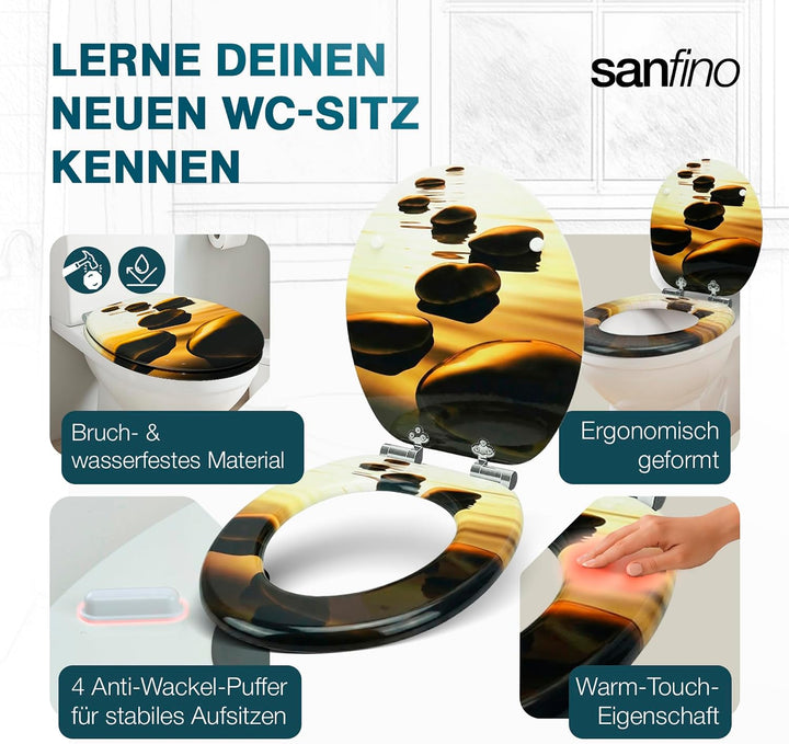 Premium WC Sitz mit Absenkautomatik – hochwertige Toilettendeckel aus Holz, viele bunte Motive, hohe
