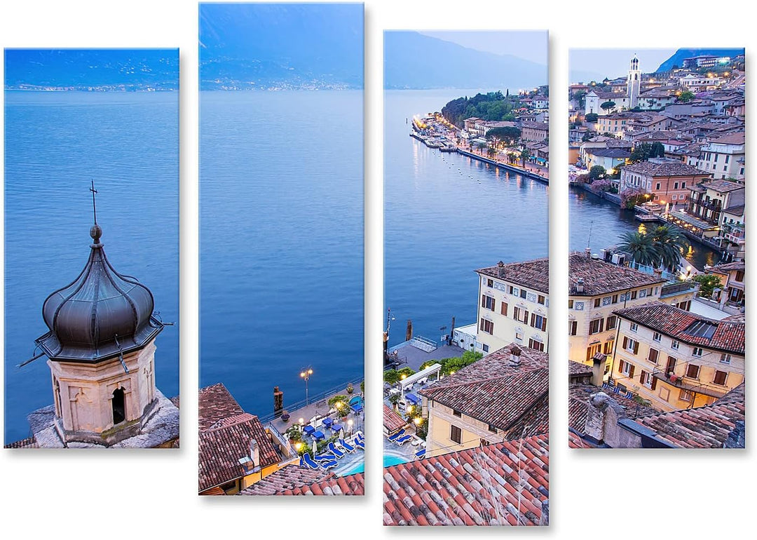islandburner Bild auf Leinwand Limone Sul Garda Gardasee Italien Panoramablick Blaue Stunde Bilder W