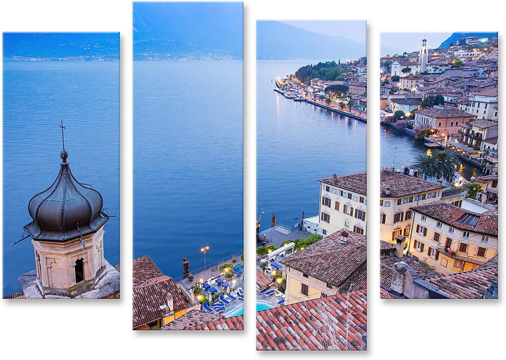 islandburner Bild auf Leinwand Limone Sul Garda Gardasee Italien Panoramablick Blaue Stunde Bilder W