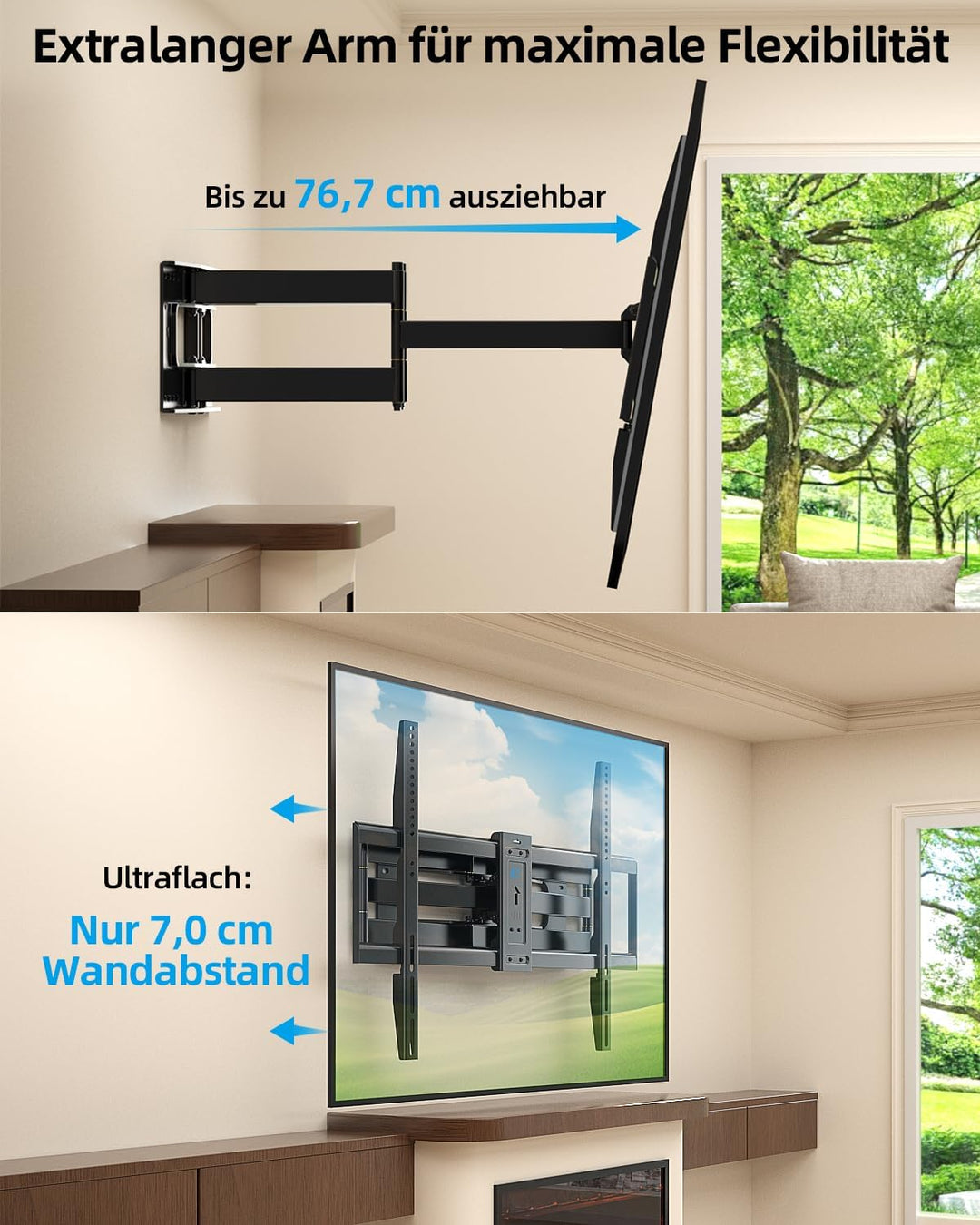 HOME VISION TV Wandhalterung Vollbeweglich 65-120", VESA 900x600, 100 kg 65-120 Zoll, 65-120 Zoll