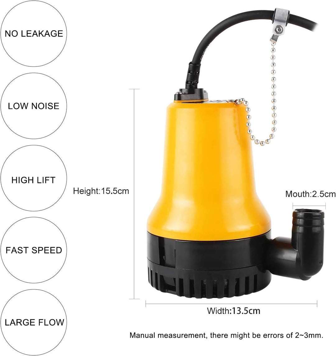 everfarel Tauchpumpe Wasserpumpe DC 12V 60W 3600L/H für Teich Boot mit 1.3m Kabel