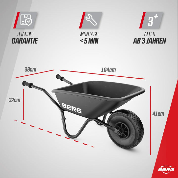 Berg Dempy Schwarz Schubkarre, Jungen und Mädchen, Gartenwagen Legierter Stahl, Spielzeug für Kinder