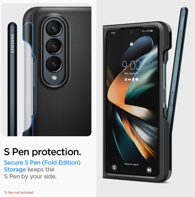 Spigen Thin Fit P Hülle Kompatibel mit Samsung Galaxy Z Fold 4 5G -Schwarz (S Pen Nicht inklusiv), S